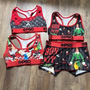 PSD Women's Colorful Graphic Bra Set - Red, Black, Green